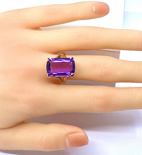 Bague Bague or jaune améthyste 13,36 carats 58 Facettes AB398
