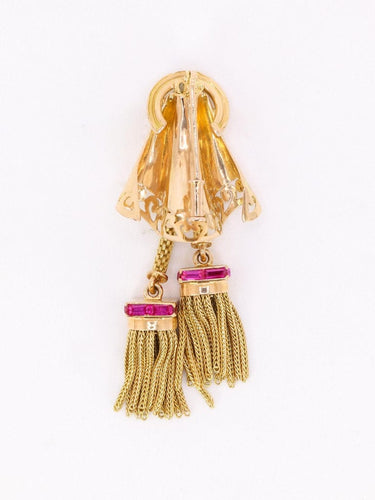 Broche Broche passementerie or jaune rubis calibrés 58 Facettes 1159.3
