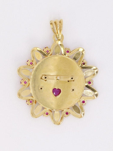 Pendentif Pendentif or jaune rubis "Il bat pour toi" grand modèle 58 Facettes 1190.4