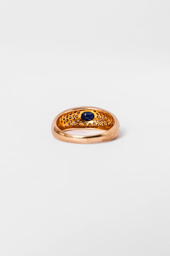 Bague 60 Bague Jonc en or jaune, saphir et pavage de diamants 58 Facettes
