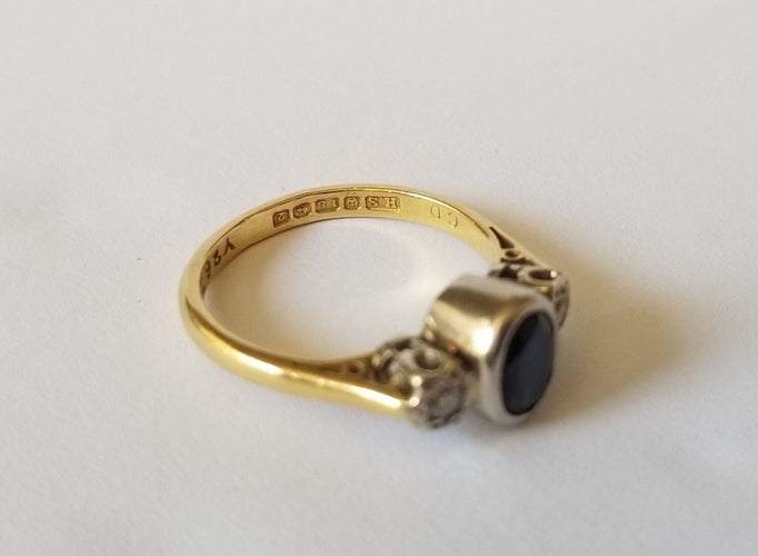 Bague 52 Bague or jaune saphir diamants 58 Facettes