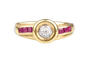 Bague 56 Élégante bague en or jaune, Rubis, Diamant 58 Facettes 414038-107