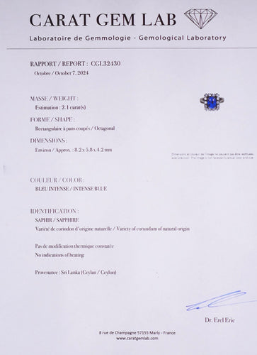 Bague 49.5 Bague saphir Ceylan non chauffé diamants 58 Facettes C08-05