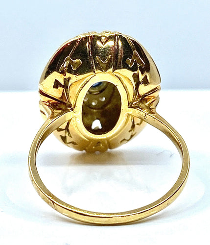 Bague Bague en or jaune 18 carats ,saphir cabochon et diamants 58 Facettes AB232