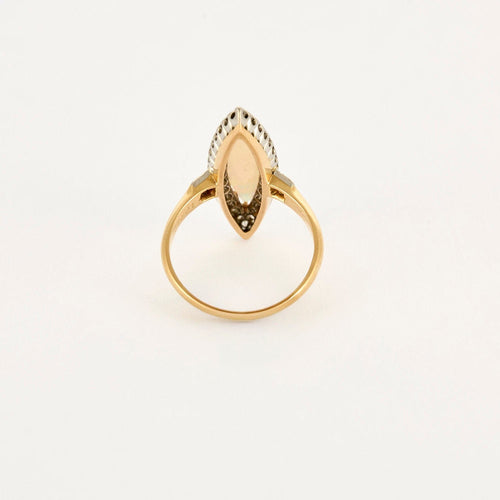 Bague 53 Bague Marquise or jaune et gris, opale et diamants 58 Facettes 250021