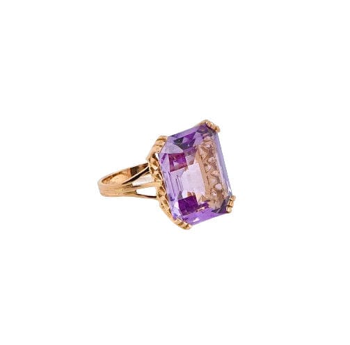 Bague 53 Bague Ornée D'une Amétrine En Or Taille Émeraude 58 Facettes