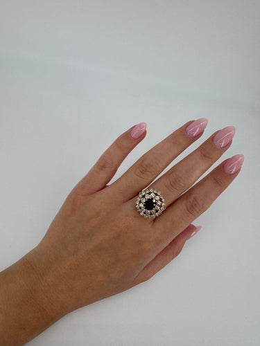 Bague 54 Bague - Or jaune saphir et diamants 58 Facettes 1051