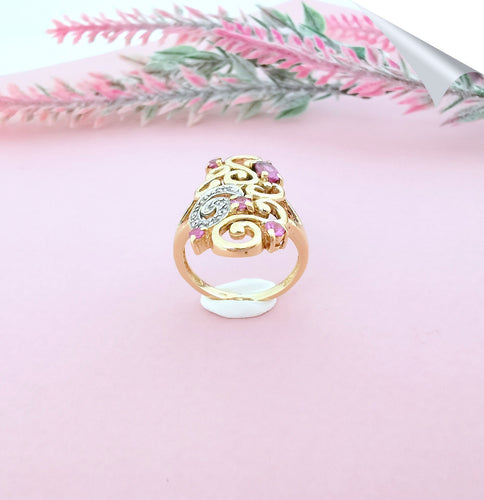 Bague 50 Bague Tourmalines roses Diamants Or 18 K 58 Facettes AA 1573