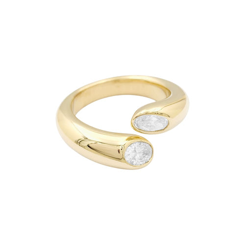 Bague 58 Bague Cartier, "Ellipse Deux Têtes Croisées", or jaune, diamants. 58 Facettes 35041