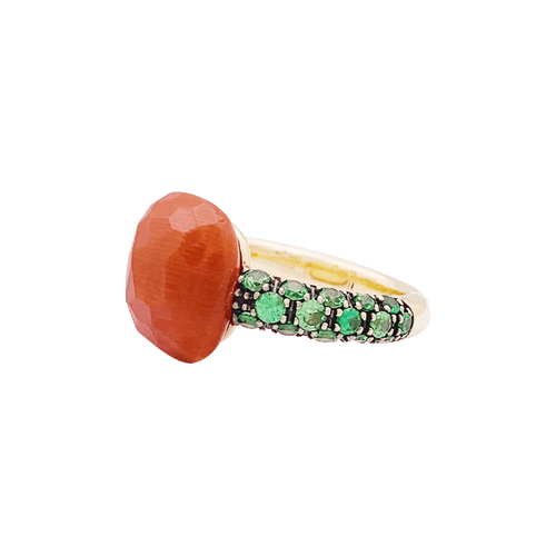 Bague 49 Bague Pomellato "Capri" en or rose, corail et tsavorites. 58 Facettes 34455