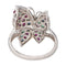 56 Bague Papillon Or blanc Rubis, Emeraude, Saphir 58 Facettes 4198263CN