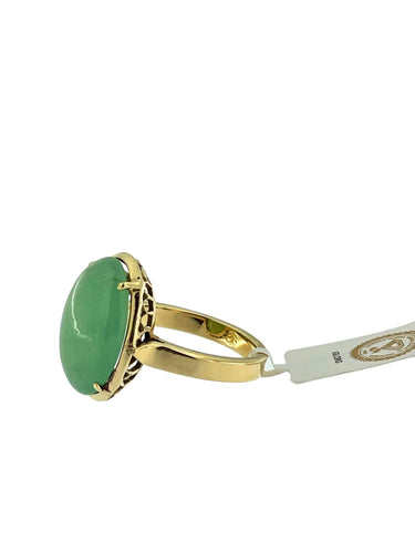 Bague Bague en or jaune certifiée, jadéite naturelle 58 Facettes