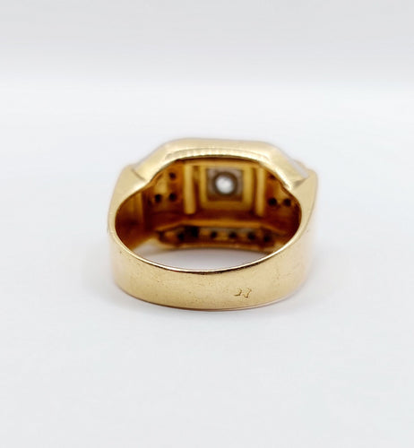 Bague 55 Bague tank art deco or jaune 18k et platine ornée de diamants 58 Facettes A04969