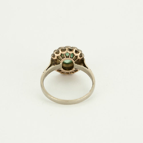 Bague  en or blanc, or jaune, émeraude et diamants