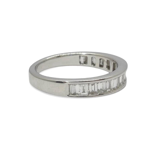 Bague 51 Demi-alliance or blanc et diamants 1,5 ct 58 Facettes