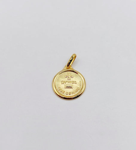 Pendentif AUGIS - Pendentif médaille d'amour or  "+ qu'hier - que demain" - L'Originale Mini 58 Facettes J10386X000