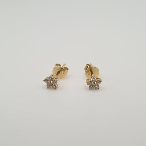 Boucles d'oreilles Boucles d’oreilles fleurs or jaune serties de diamants 58 Facettes