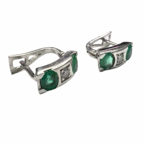 Boucles d'oreilles BOUCLES D'OREILLES AU DESIGN CONTEMPORAIN DU XXE SIÈCLE EN OR 18 KT AVEC DIAMANTS ET ÉMERAUDES 58 Facettes Q96B