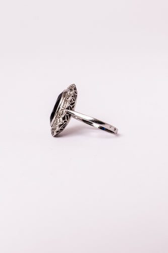 Bague 54 Bague Pompadour  en platine, saphir et diamants 58 Facettes