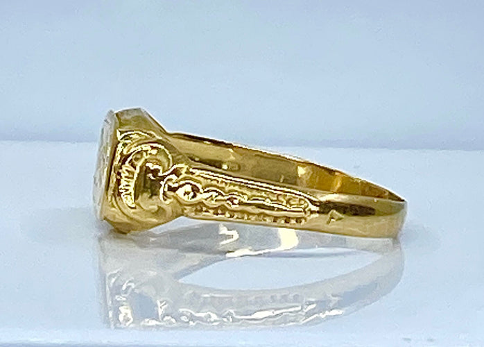 Bague 52 Chevalière en or jaune 18 carats vers 1900 58 Facettes AB664