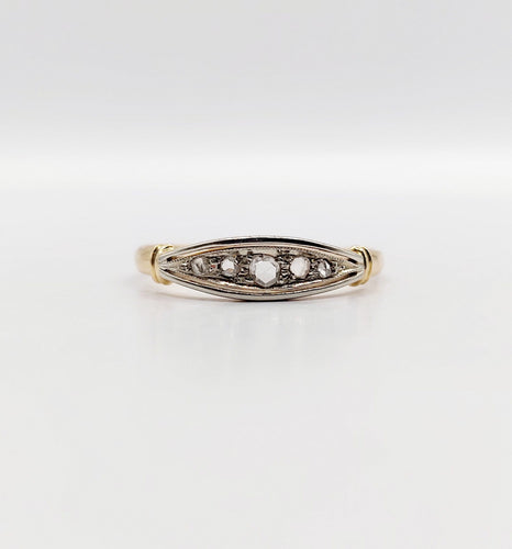 Bague 58 Bague jarretière Art Déco or jaune, diamants taille rose (circa 1920) 58 Facettes A06032
