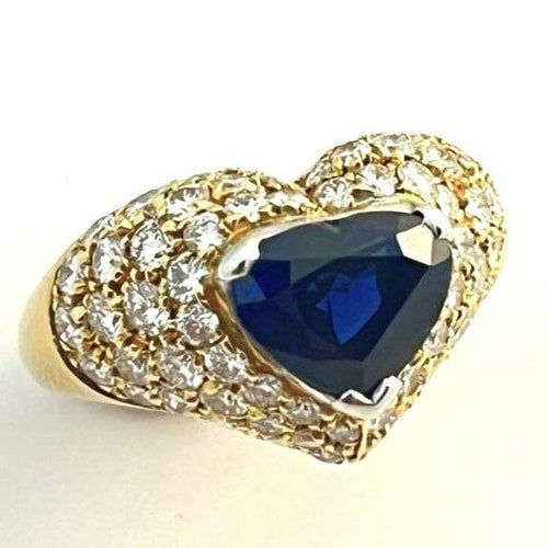 Bague 53 KUTCHINSKY bague or jaune saphir taille cœur de 2,49 carats 58 Facettes 248274