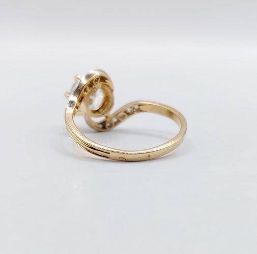 Bague 54.5 Bague tourbillon antique en or 18k et platine, diamant taille ancienne 1,35 ct 58 Facettes A06442