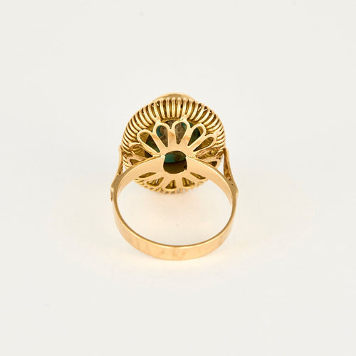 Bague 59 Bague or jaune et turquoise recomposée 58 Facettes PER0066