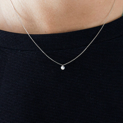 Collier Collier or blanc La Brune et la Blonde diamant 58 Facettes 330794