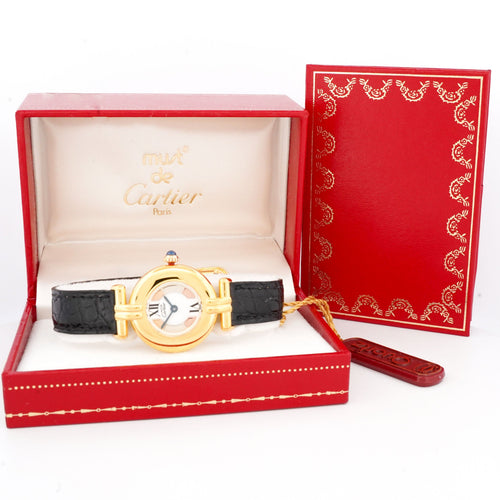 Montre Cartier - Montre Must Colisée 24 mm en vermeil, cadran trinity ivoire 58 Facettes