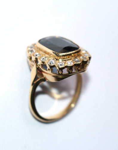 Bague 52 Bague Vintage Or Jaune Saphir Bleu Intense 58 Facettes 576