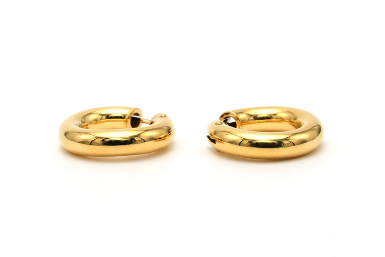 Boucles d'oreilles Boucles d'oreilles créoles contemporaines en or jaune 18k 58 Facettes B809