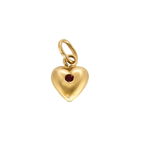 Pendentif Pendentif en or jaune à motif de coeur et pierre rouge 58 Facettes MEA43004