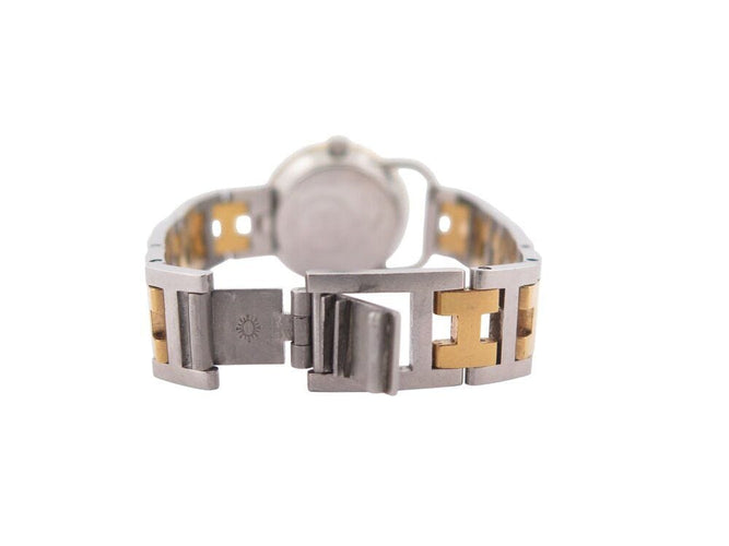 Montre vintage montre HERMES arceau 25 mm acier et plaque or quartz  plated 58 Facettes 268618