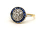 Bague 49 Bague Art Déco or jaune et or blanc sertie de saphirs et de diamants taille brillant (+-0.21ct) 58 Facettes 22980