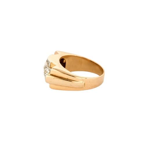 Bague 55.5 Bague Tank en or jaune et diamants. 58 Facettes
