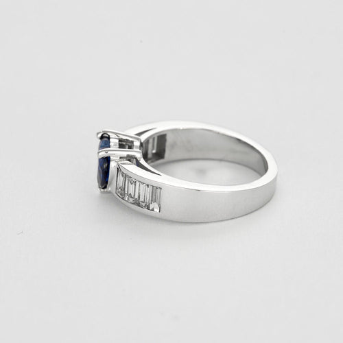 Bague 53 Bague jonc or gris, saphir et diamants 58 Facettes EB2