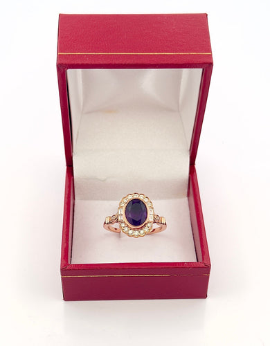 Bague Bague en or rose 18 carats , améthyste et diamants 58 Facettes