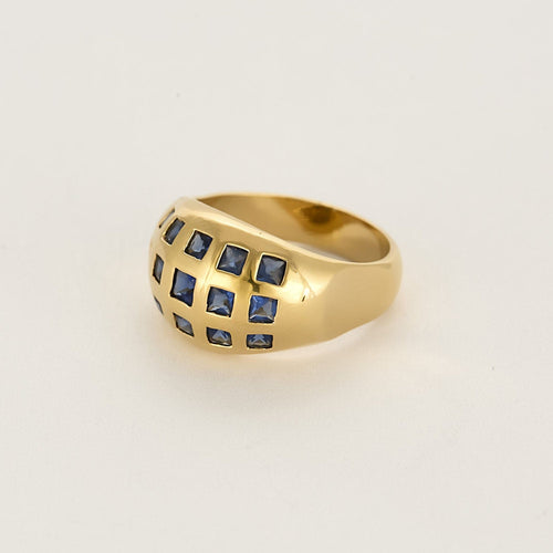 Bague 59,5 Bague jonc en or jaune et saphirs calibrés 58 Facettes MONTE0238