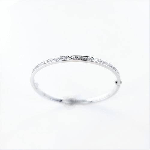 Bracelet CARTIER - Bracelet love or blanc pavé diamants 58 Facettes