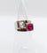 Bague 47 Bague chevalière art deco or blanc 18k et platine ornée d'un diamant taille rose et d'un rubis synthétique 58 Facettes A04973
