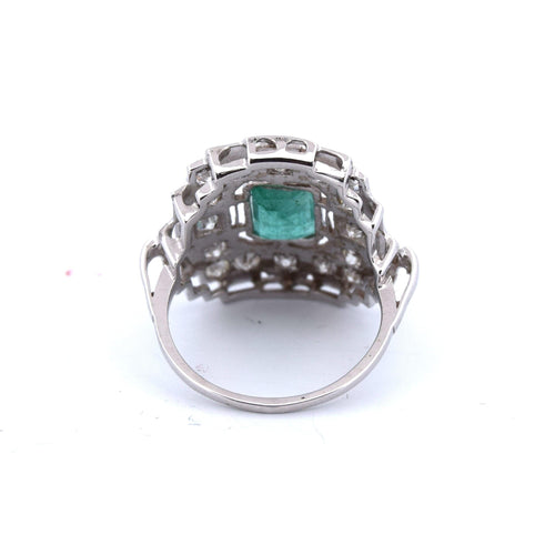 Bague 54 Bague Art Déco or émeraude diamants 58 Facettes