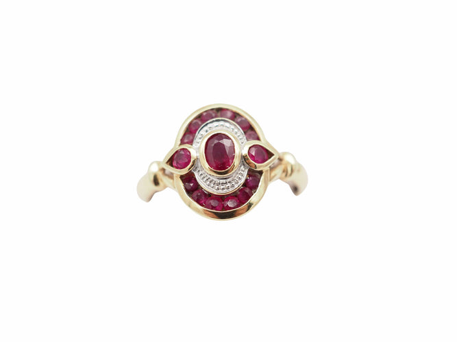 Bague 53 Bague or jaune 750 mil et rubis 58 Facettes