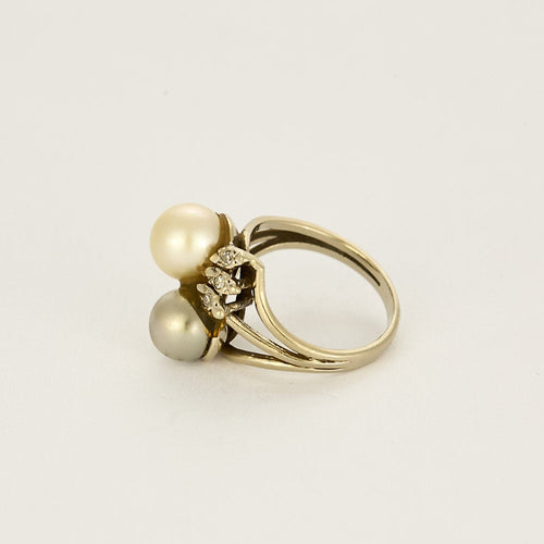 Bague 48,5 Bague Toi&Moi en or blanc, perles de cultures et diamants 58 Facettes VAN0475