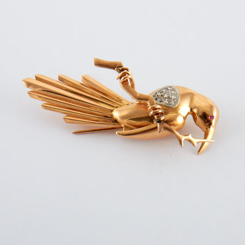 Broche Broche Oiseau Exotique Rubis diamants 58 Facettes
