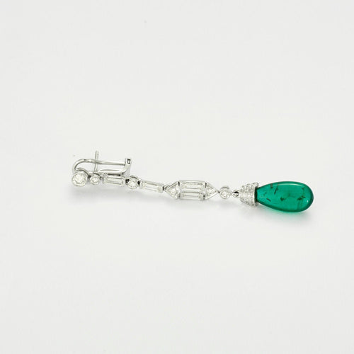Boucles d'oreilles Boucles d'oreilles vintage pendantes diamants et émeraudes gouttes 58 Facettes 3689