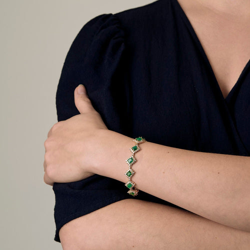 Bracelet Bracelet Esmeralda or rose et émeraudes 58 Facettes LP1423/