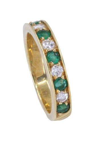 Bague 52 Demi alliance émeraudes et diamants 58 Facettes 088081