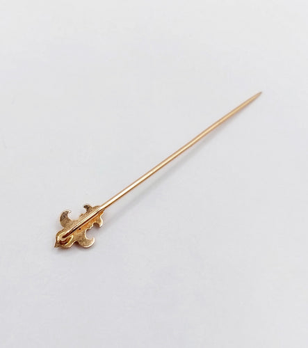 Broche Epingle antique cravate ou foulard or rose fleur de lys (circa 1900) 58 Facettes A05327