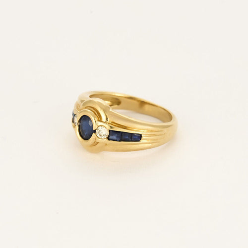 Bague 49 Bague en or jaune, saphir et diamants 58 Facettes SAI0750